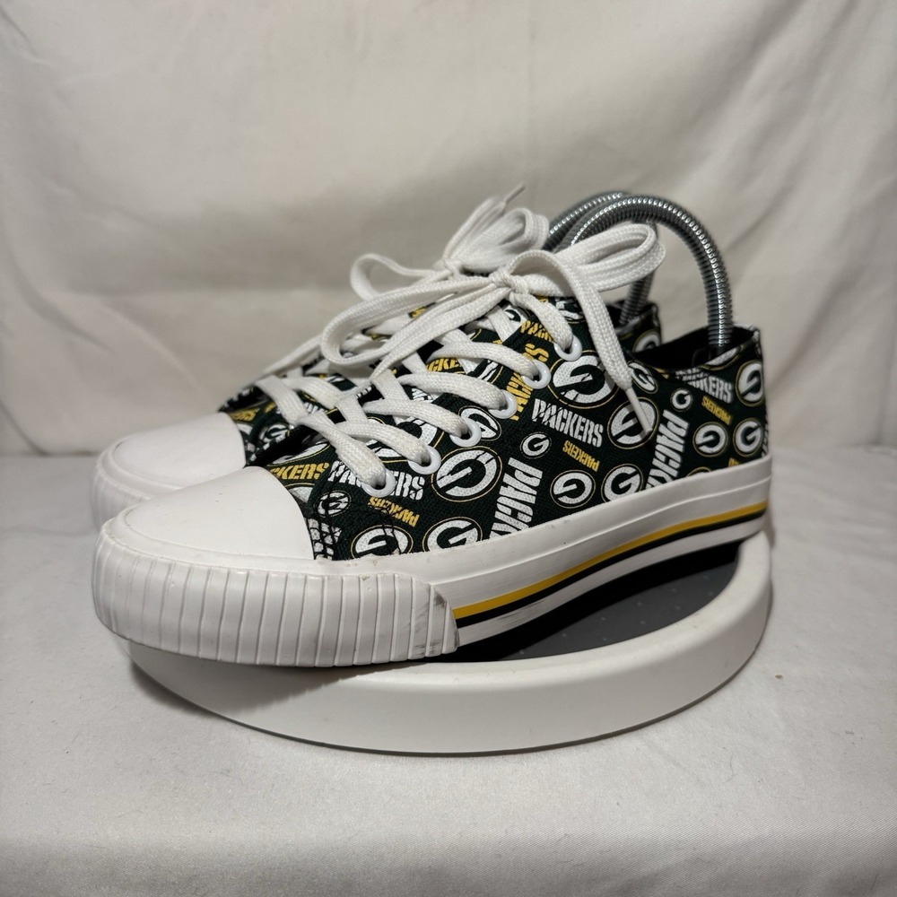 FOCO NFL Green Bay Packers Canvas Sneakers Women's Size 6